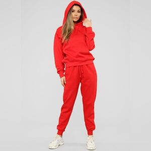 Fashion Nova Red Joggers & Hoodie Set